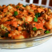 This low carb Breakfast Burrito Casserole is so tasty and easy and the best part is you can make ahead and take it on the go! thegestationaldiabetic.com
