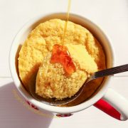 This Coconut Maple Rum Mug Cake is moist, delicious and decadent and only 20 carbs! You won't believe it doesn't have white flour! #gestationaldiabetes #mugcake #gestationaldiabetesrecipe #gestationaldiabetesdiet #pregnancynutrition thegestationaldiabetic.com