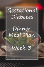Bowl of salad with text overlay "gestational diabetes dinner meal plan week 3"