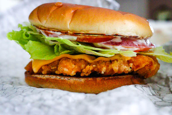 Wendy's spicy chicken sandwich with cheese