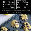Lemon blueberry coconut cookies on a baking sheet with nutrition and recipe information