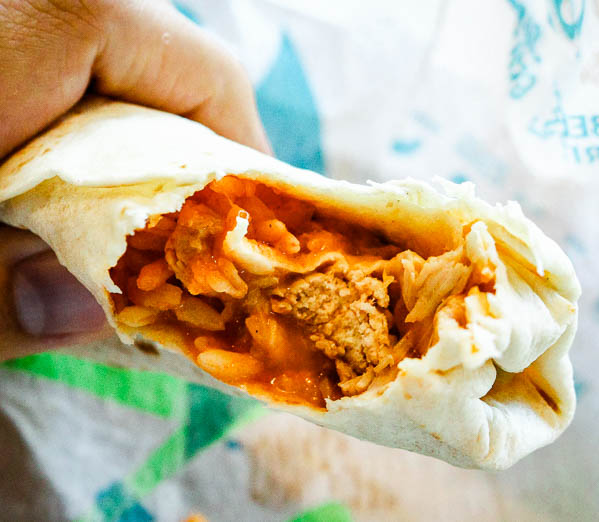 Taco Bell shredded chicken burrito