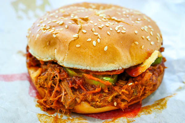 Burger King Pulled Pork sandwich with pickles