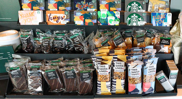 snacks on display at starbucks