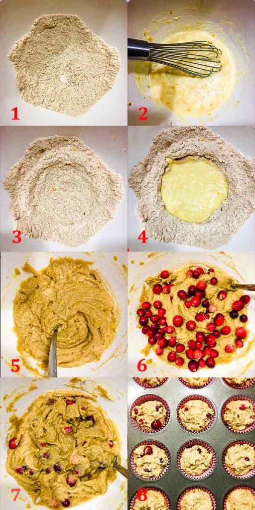 process shots for low carb gluten free cranberry orange muffins