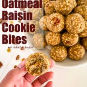 oatmeal cookie balls in a bowl "no bake oatmeal raisin cookie bites"
