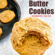 close up of soft peanut butter cookies displayed