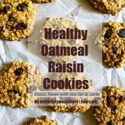 flat lay of healthy oatmeal raisin cookies