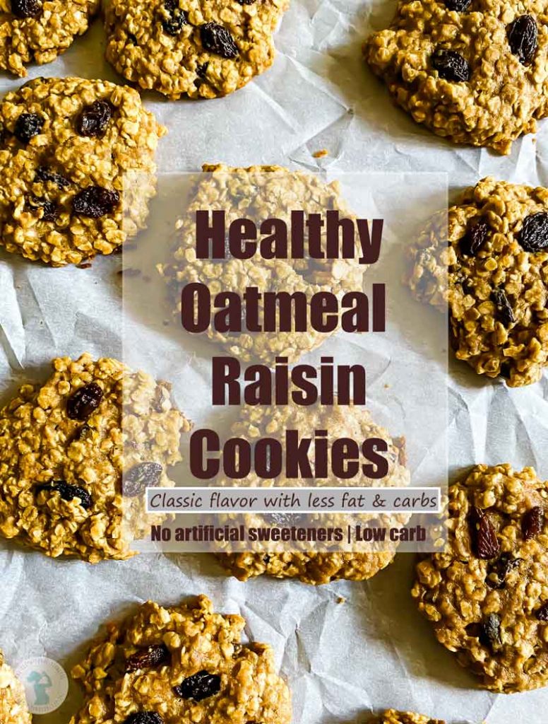 flat lay of healthy oatmeal raisin cookies