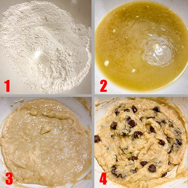 easy chocolate chip cookies batter process shots
