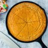 cornbread in cast iron skillet.