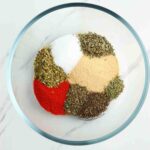 8 spices separated in one bowl.