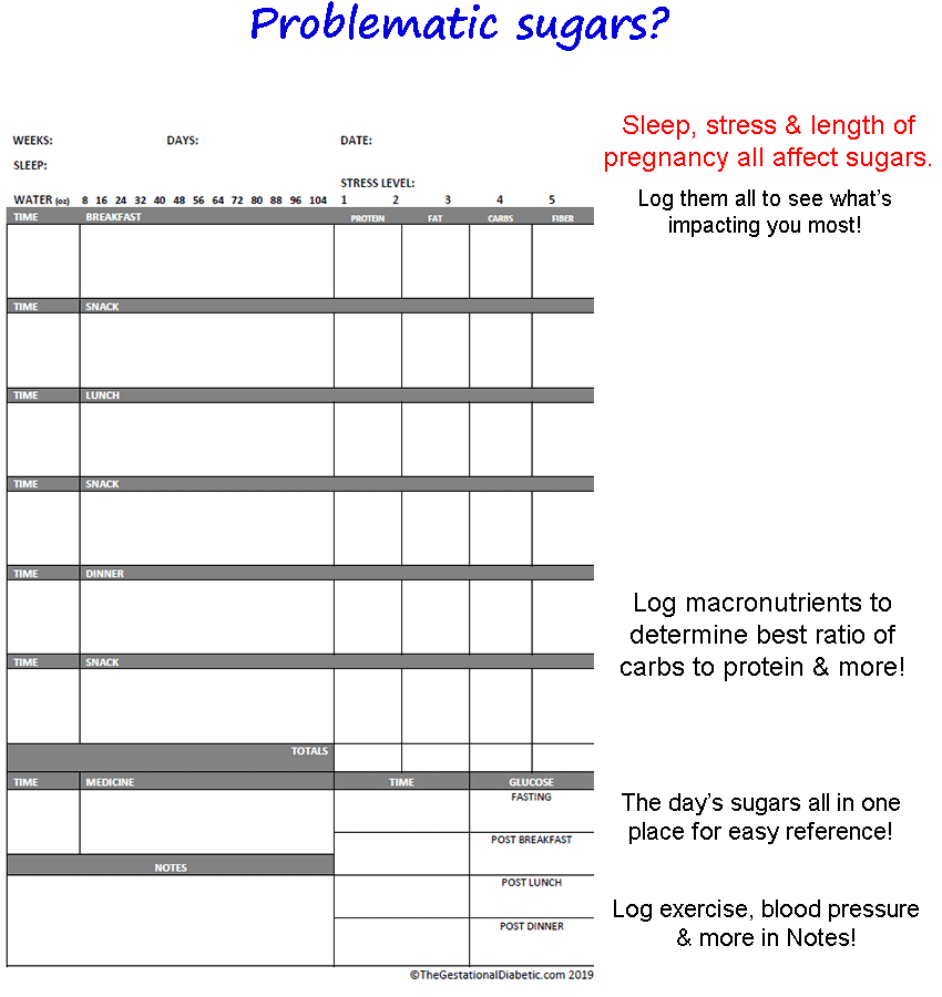 Gestational Diabetes Food & Glucose Log